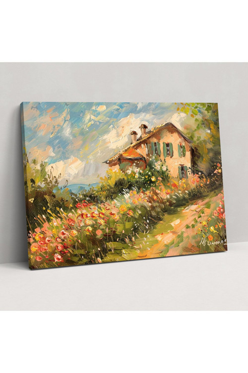 Çiftlik Evi Çiçek Açıyor Claude Monet Kanvas Tablo, Claude Monet, Kanvas Tablo