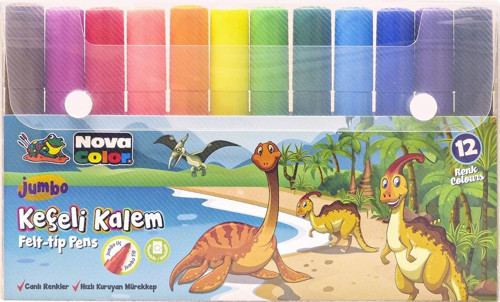 Keçeli Kalem 12 Renk Set Jumbo Nc-874