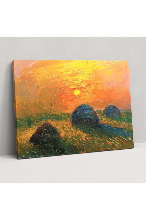 Altın Saat Saman Yığınları Kanvas Tablo, Claude Monet, Ev Dekorasyonu, Kanvas Tablo