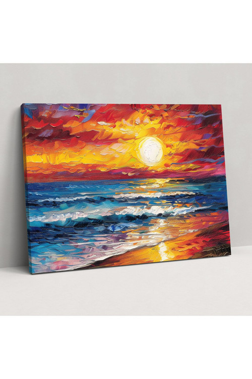 Leonid Afremov Sahilde Gün Batımı Kanvas Tablo, Leonid Afremov, Kanvas Tablo, Kanvas Tablo