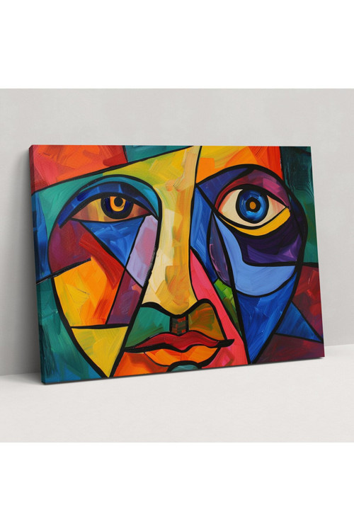 Cesur Renkler Picasso Yüzü Kanvas Tablo, Pablo Picasso, Duvar Dekorasyonu