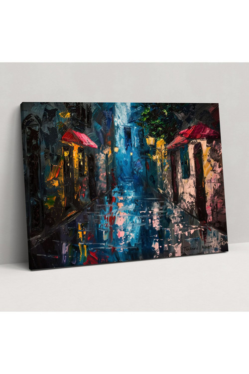 Yağmurlu Sokak Leonid Afremov Kanvas Tablo, Leonid Afremov, Duvar Tablosu