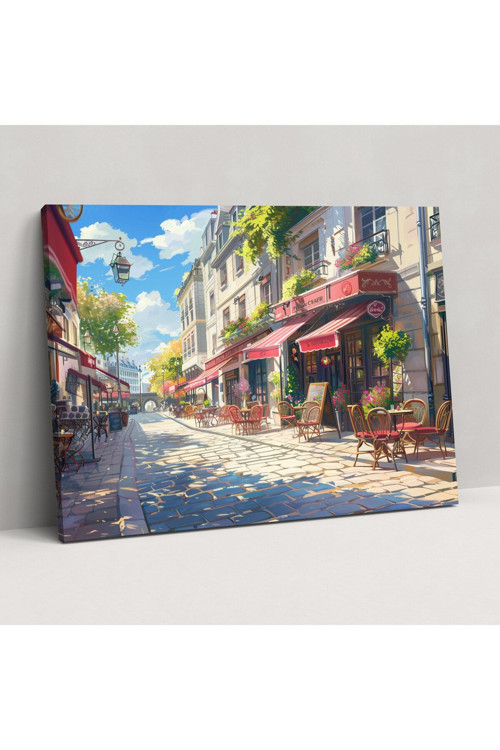 Paris İzlenimleri Duvar Tablosu - Empresyonizm, Kanvas, Duvar Dekorasyonu, Kafe Masaları