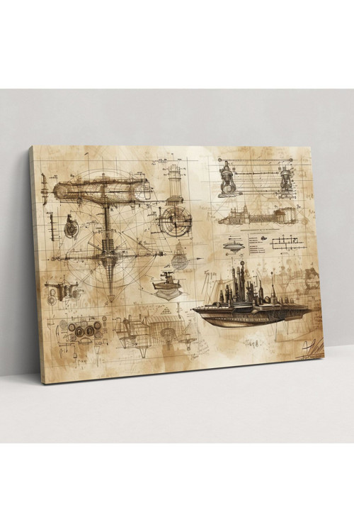Leonardo Da Vinci Kanvas Tablo, Fütüristik İcat Taslakları, Leonardo Da Vinci