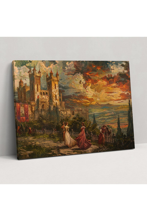 Ortaçağ Kalesi Öncesi, Raphaelite Kardeşliği Kanvas Tablo, Pre, Raphaelite Kardeşliği