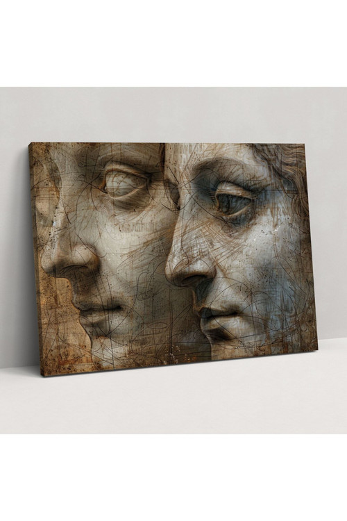 Leonardo Da Vinci Yüzleri Kanvas Tablo, Leonardo Da Vinci, Duvar Dekorasyonu