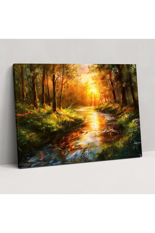 Leonid Afremov Kanvas Tablo, Sakin Orman Gün Batımı, Leonid Afremov, Kanvas Tablo, Kanvas Tablo