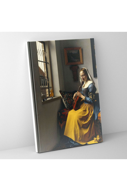 Johannes Vermeer Bir Müzik Aleti Çalan Genç Kadın Kanvas Tablo, Johannes Vermeer