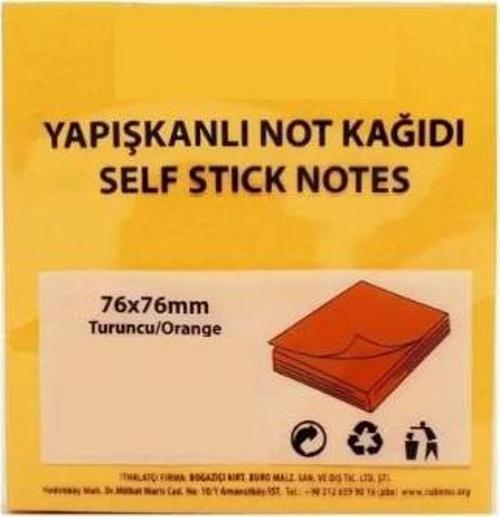 Yapışkanlı Not Kağıdı 76X76 Mm Şeffaf Turuncu 50 Yaprak Rps-153 (24 Koçan)