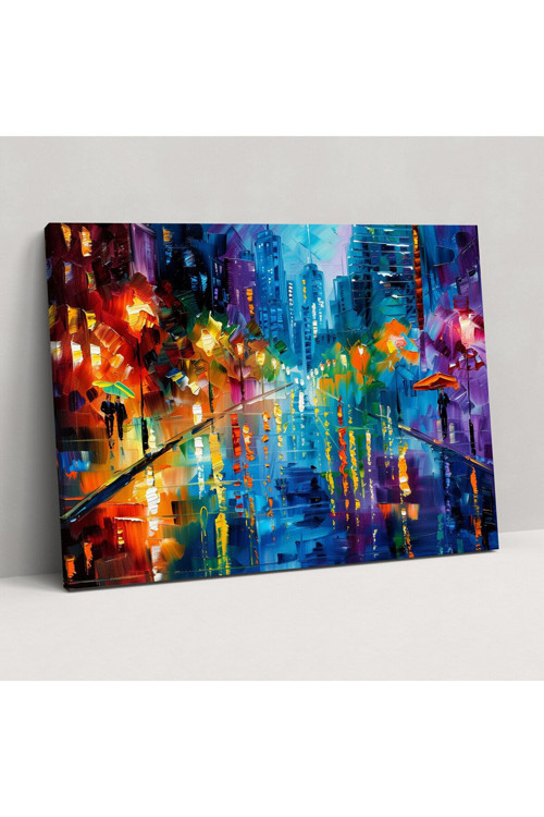 Leonid Afremov Kanvas Tablo, Soyut Şehir Manzarası Tablosu, Leonid Afremov Kanvas Tablo