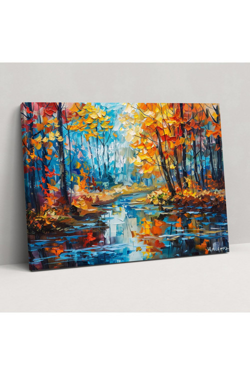 Leonid Afremov Duvar Tablosu, Sonbahar Ormanı Kanvas Tablo, Leonid Afremov, Ev Dekorasyonu
