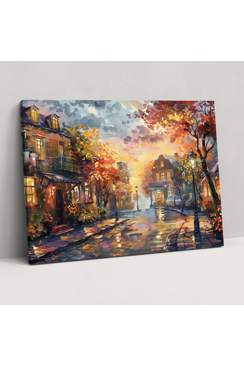 Leonid Afremov Köyü Gün Batımı Kanvas Tablo, Leonid Afremov, Kanvas Tablo, Kanvas Tablo Tablo