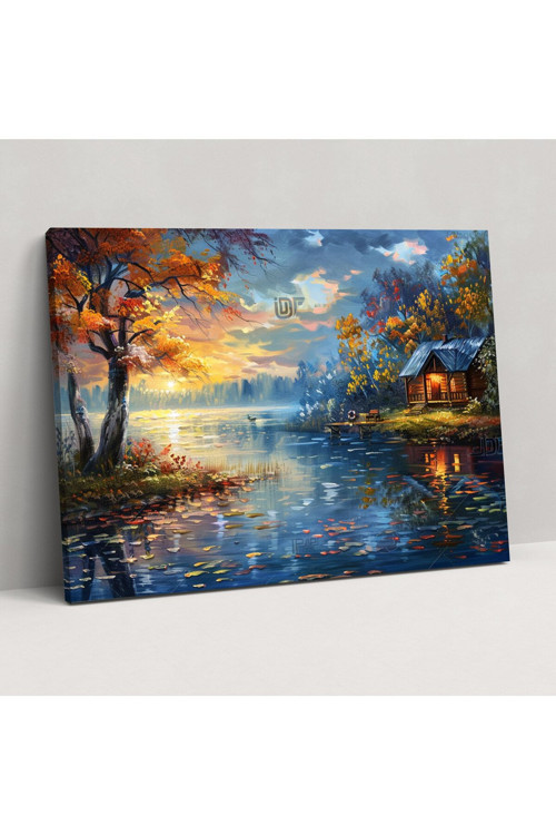 Leonid Afremov Lakeside Retreat Duvar Dekorasyonu, Leonid Afremov, Duvar Tablosu, Kanvas Tablo