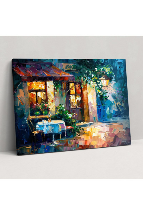 Leonid Afremov Kafe Köşesi Kanvas Tablo, Leonid Afremov, Kanvas Tablo
