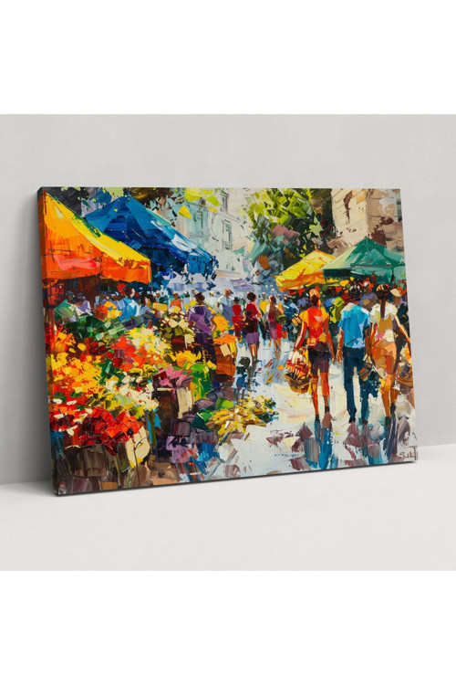 Pazar Meydanı Leonid Afremov Kanvas Tablo, Leonid Afremov Kanvas Tablo Tablo