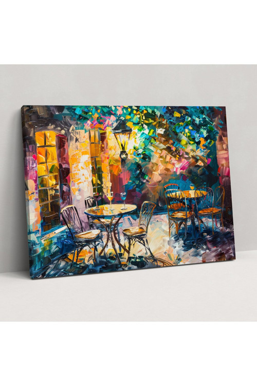 Leonid Afremov Rahat Kafe Kanvas Tablo, Leonid Afremov Duvar Tablosu, Kanvas Tablo