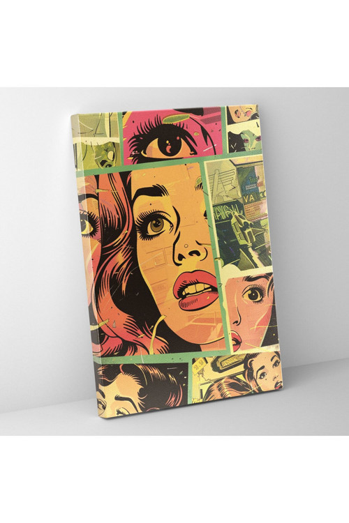 Popart Tarzı Retro Çizgi Roman Panelleri Duvar Dekorasyonu: Vintage Kanvas Tablo, Popart