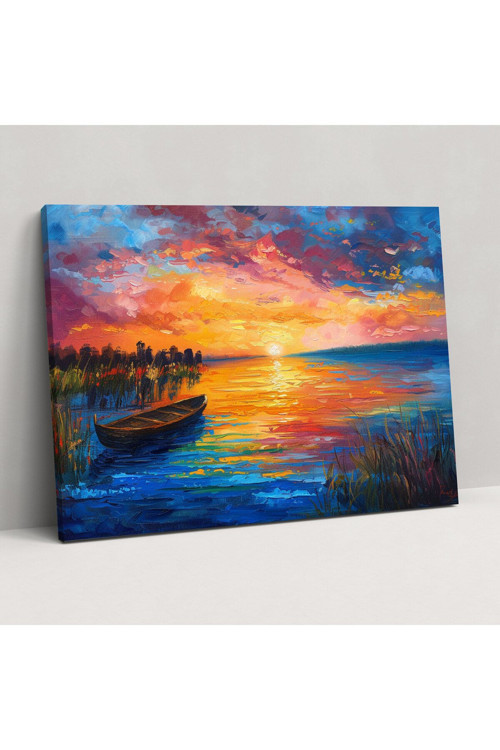 Lakeside Sunset Leonid Afremov Kanvas Tablo, Leonid Afremov, Kanvas Tablo, Duvar Tablosu