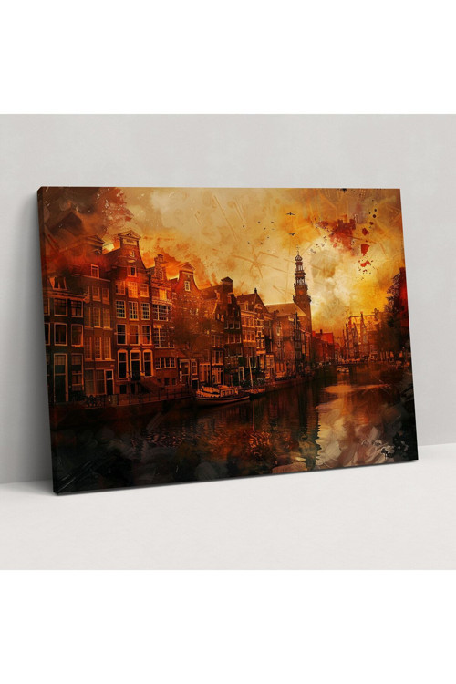 Rembrandt Amsterdam Şehir Manzarası Duvar Tablosu - Rembrandt, Duvar Tablosu, Rembrandt, Kanvas Tablo