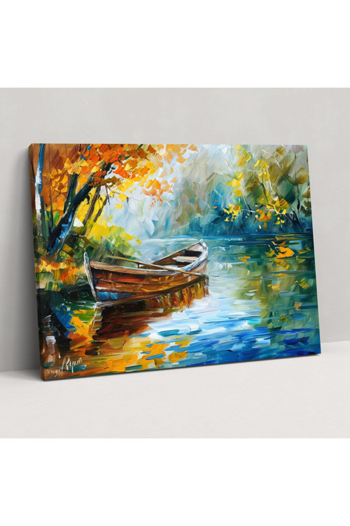 Sakin Nehir Teknesi Kanvas Tablo - Leonid Afremov, Kanvas Tablo, Kanvas Tablo, Leonid Afremov