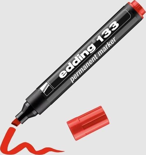 133 Permanent Markör Kalem Kalıcı İşaretleyici Kesik Uçlu 1,5-3 Mm Kırmızı ED13302 (10 Lu Paket)