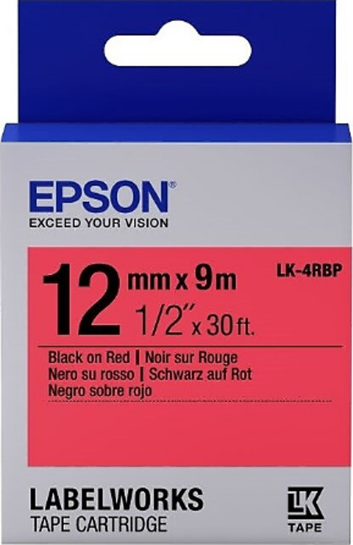 Lk-4Rbp Pastel Siyah Üzeri Kırmızı 12Mm 9Metre Etiket