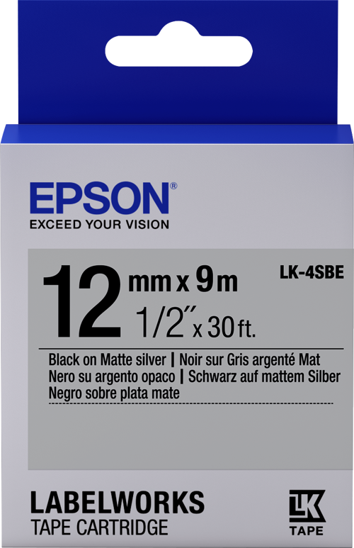 Lk-4Sbe Siyah Üzeri Mat Silver 12Mm 9Metre Etiket