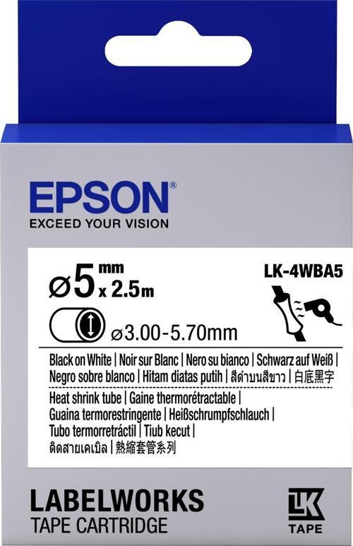 Lk-4Wba5 Isıyla Daralan Siyah Üzeri Beyaz 5Mm 2,5 Metre Etiket
