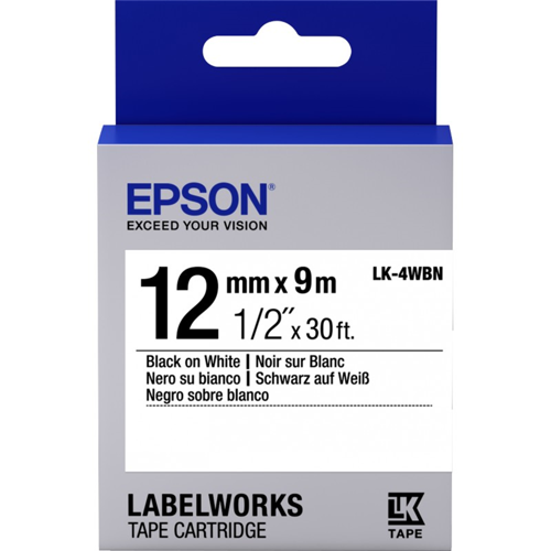 Lk-4Wbn Standart Siyah Üzeri Beyaz 12Mm 9Metre Etiket