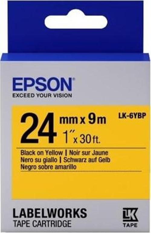 Lk-6Ybp Pastel Siyah Üzeri Sarı 24Mm 9Metre Etiket