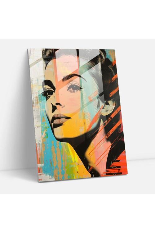 Pop Art Portre Cam Duvar Tablosu, Klasisizm+Popart, Modern Sanat, Cam Duvar Tablosu