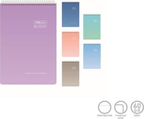 Bloknot Thebook Blocks Spiralli Sert Kapak A4 100 Yaprak Çizgisiz 3-5523000-2181