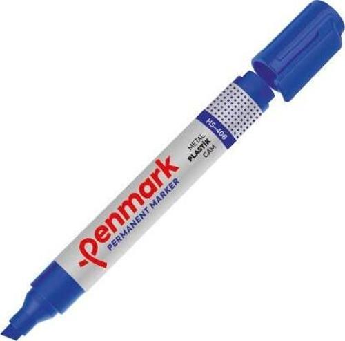 Permanent Marker Kalem Kesik Uç Mavi Hs406-02 (12 Li Paket)
