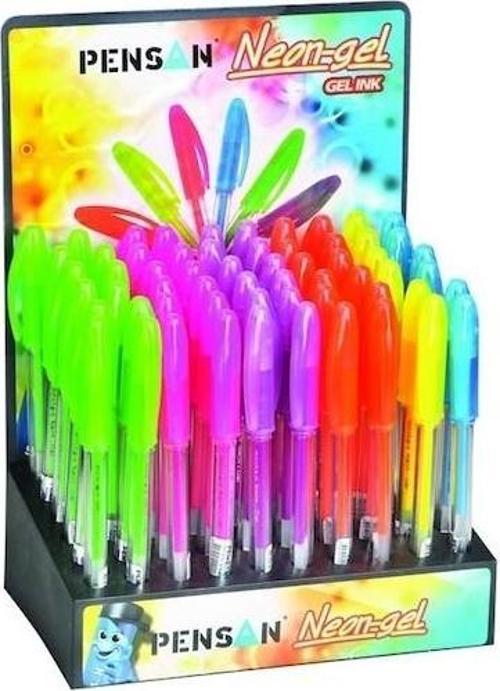 2290 Tükenmez Kalem Jel Pvc 1.0 Mm Neon Renkler 60 Li Stand