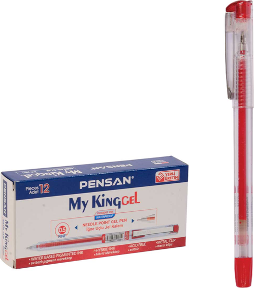 6405 My-King Jel Tükenmez Kalem Metal Klips 0.5 Mm Kırmızı (12 Li Kutu)