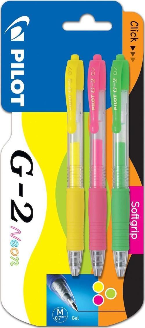Roller Kalem Jel Mürekkepli 0.7 Mm 3 Renk Neon (Sarı-Pembe-Yeşil) BL-G2-7-3