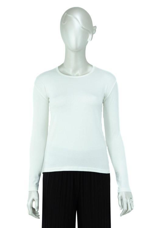 Kadın Düz Renk Yuvarlak Yaka Uzun Kol Darkesim Bedene Oturan Likralı Turlu Viskon Kumaş Badi Krem L