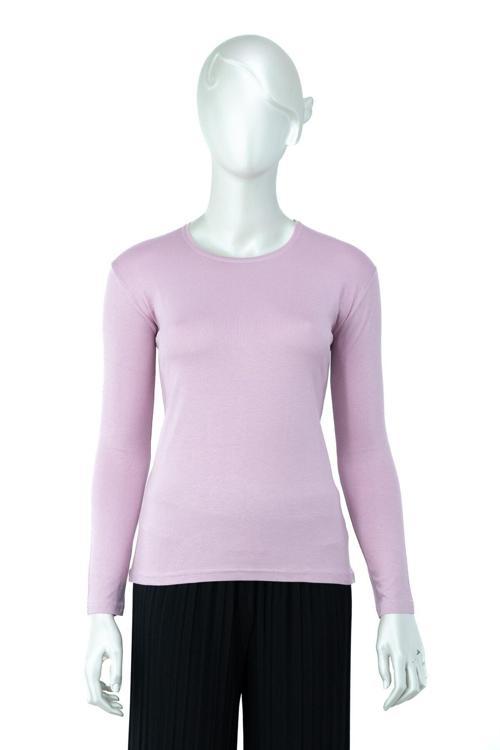 Kadın Düz Renk Yuvarlak Yaka Uzun Kol Darkesim Bedene Oturan Likralı Turlu Viskon Kumaş Badi Gül Kurusu L