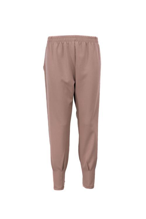 Kadın Beli Lastikli Pantolon Cepli Havuç Paça Krep Hürrem Kumaş Rahat Kesim Tam Kalıp Sütlü Kahverengi 4XL