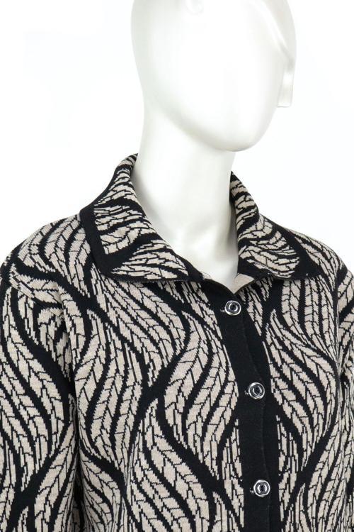 Kadın Kışlık Motifli Düğmeli Cepli Rahat Kesim Likralı Yünlü Dokuma Anne Hırka Kahverengi 3XL