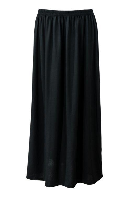 Kadın Anne Etek Turlu Viskon Penye Kumaş Düz Modelli Beli Lastikli Rahat Kesim Tam Kalıp Siyah Standart