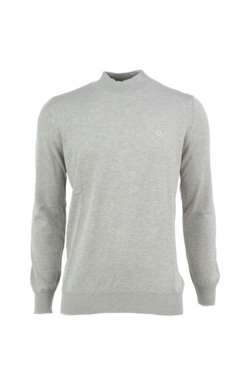 Erkek Kışlık Yarım Balıkçı Yaka Armalı Düz Renk Rahat Kesim Likralı Pamuklu Dokuma Kazak Taş Rengi XL