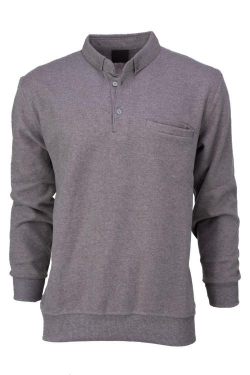 Erkek Kışlık Kazak Pamuklu Örme Düğmeli Polo Yaka Cepli Uzun Kollu Biskay Desenli Rahat Kahverengi 4XL