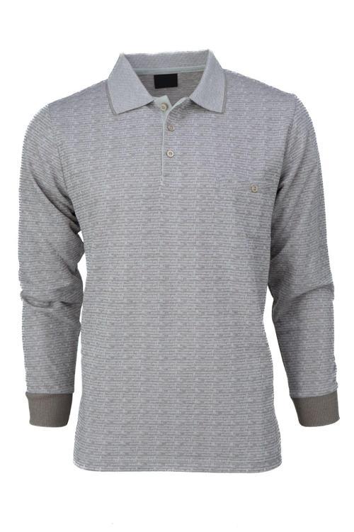 Erkek Mevsimlik Kazak Pamuklu Dokuma Düğmeli Polo Yaka Cepli Uzun Kollu Kırçıl Desenli Rahat Bej M