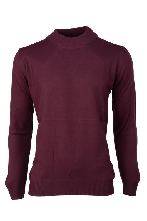 Erkek Kışlık Yarım Balıkçı Yaka Kazak Pamuklu Marina Örme Uzun Kollu Düz Renk Rahat Kesim Bordo 2XL