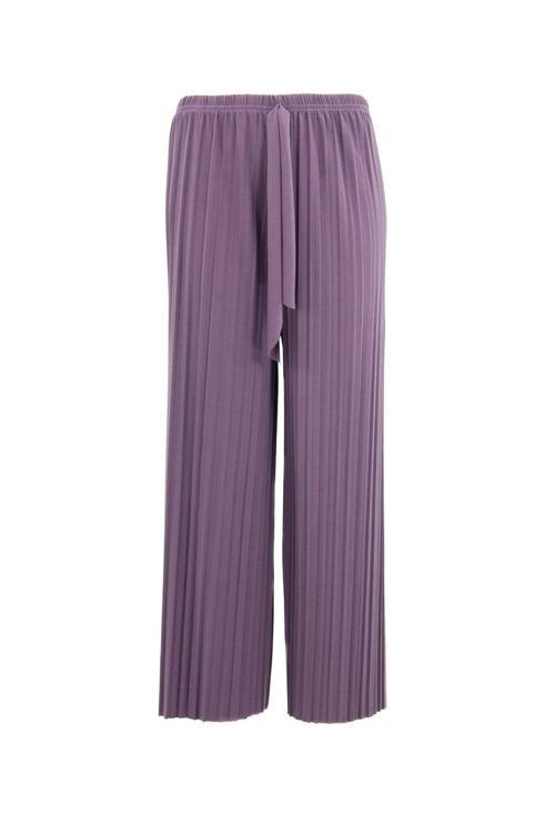 Kadın Pantolon Etek Beli Lastikli Pilili Önden Parça Kumaş Detaylı Likralı Sandy Kumaş Lila Standart