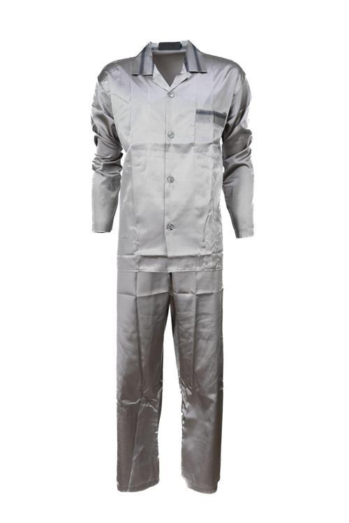 Erkek Klasik Model Pijama Takımı Premium İpeksi Saten Kumaş Cepi Şık Çizgili Rahat Tam Kalıp Açık Gri L