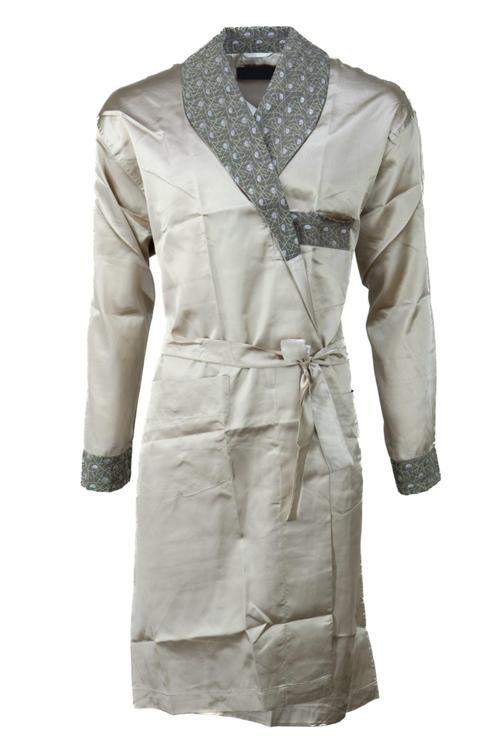 Erkek Şık Klasik Model Röpteşambır Premium Poplin Kumaş Salerno Model Cepli Rob Beli Kuşaklı Bej M