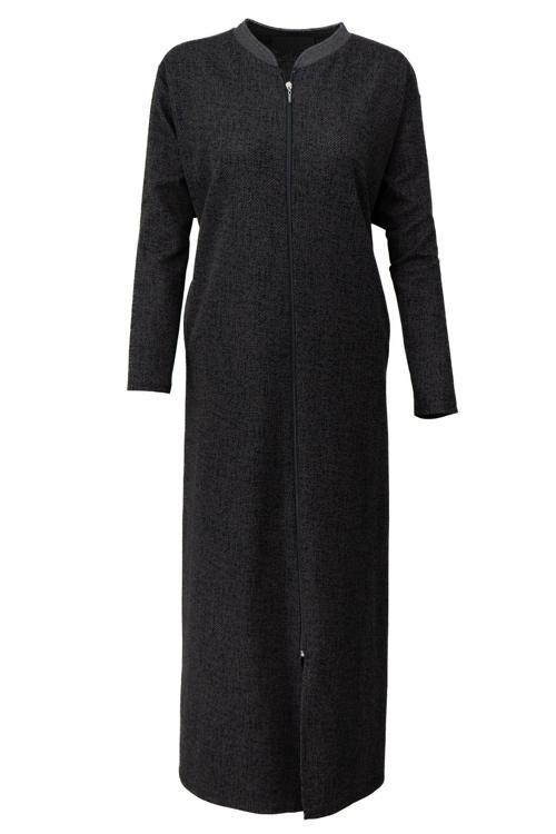 Kadın Kışlık Anne Ferace Pamuklu Fermuarlı Hakim Yaka Çift Cepli Likralı Şık Modelli Rahat Kahverengi 5XL