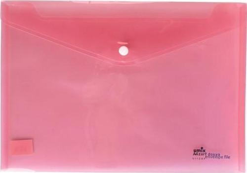 Çıtçıtlı Şeffaf Zarf Dosya A4 Pembe Eco U1120P-Pe-Eco (12 Li Paket)